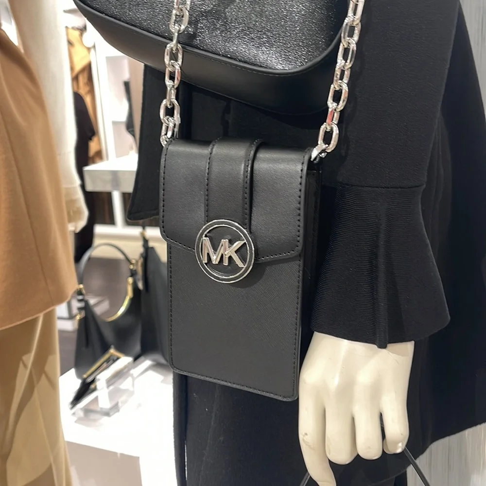 Michael Kors Carmen Small Logo Smartphone Crossbody Bag  Black  NWT